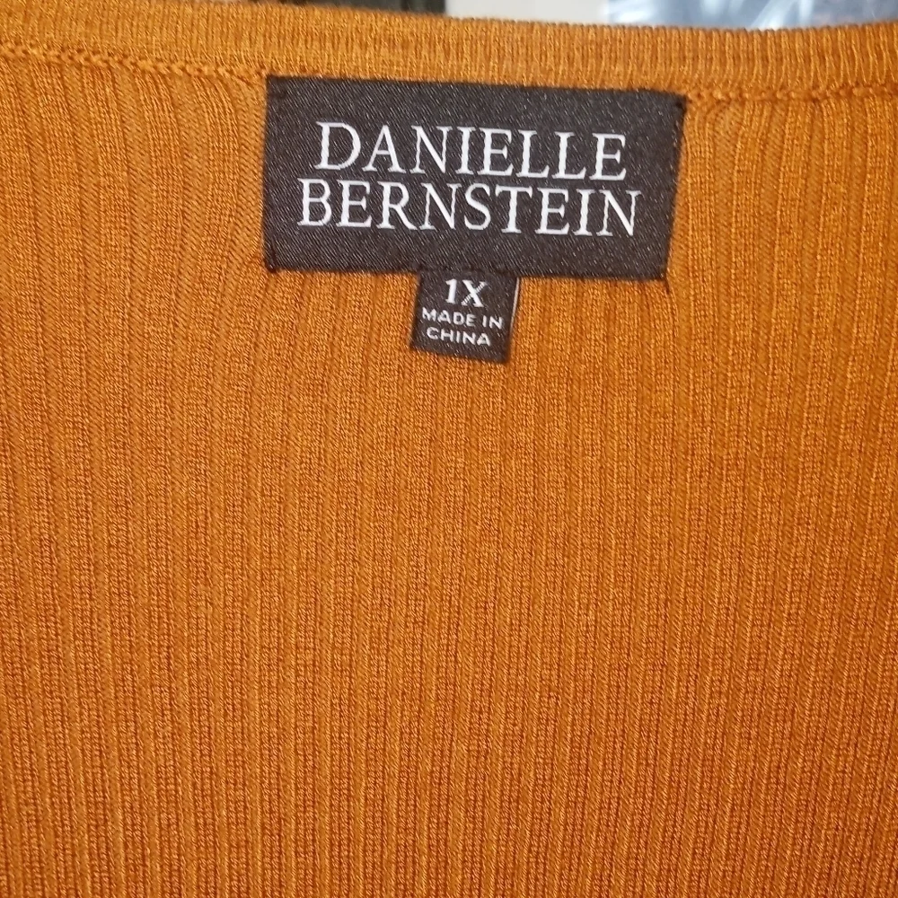 Danielle Bernstein Tie Front Ribbed Crop Cardigan Honey Ginger NWT Size 1X - Picture 8 of 11